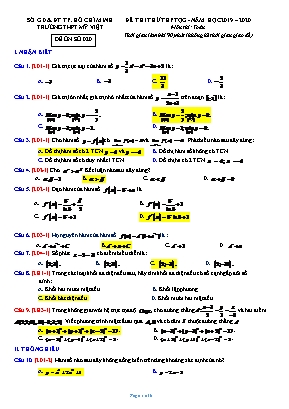 Đề thi thử THPT Quốc gia môn Toán - Đề số 020 - Năm học 2019-2020 - Trường THPT Mỹ Việt (Có đáp án)